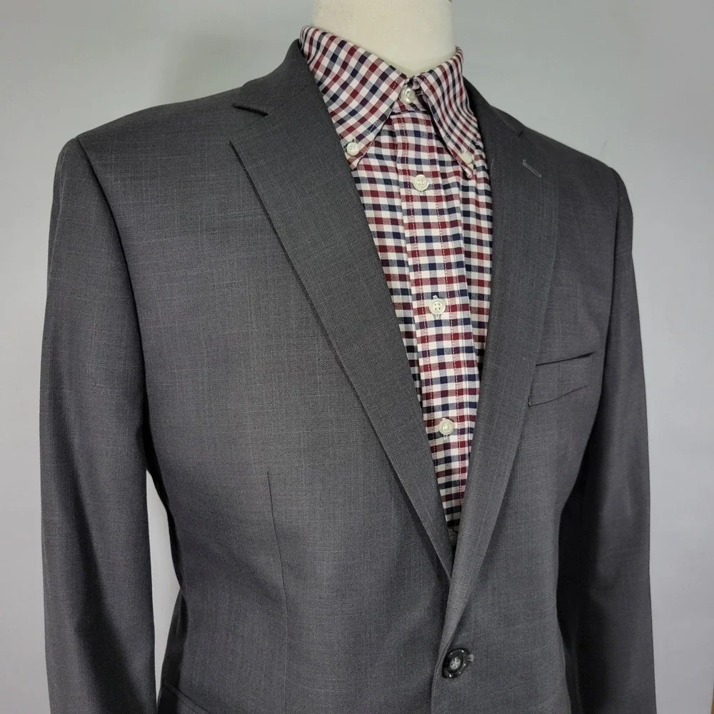 APT.9 Men's Sport Coat Blazer Two Button Gray Poly Blend Premier‎ Flex Slim 42R